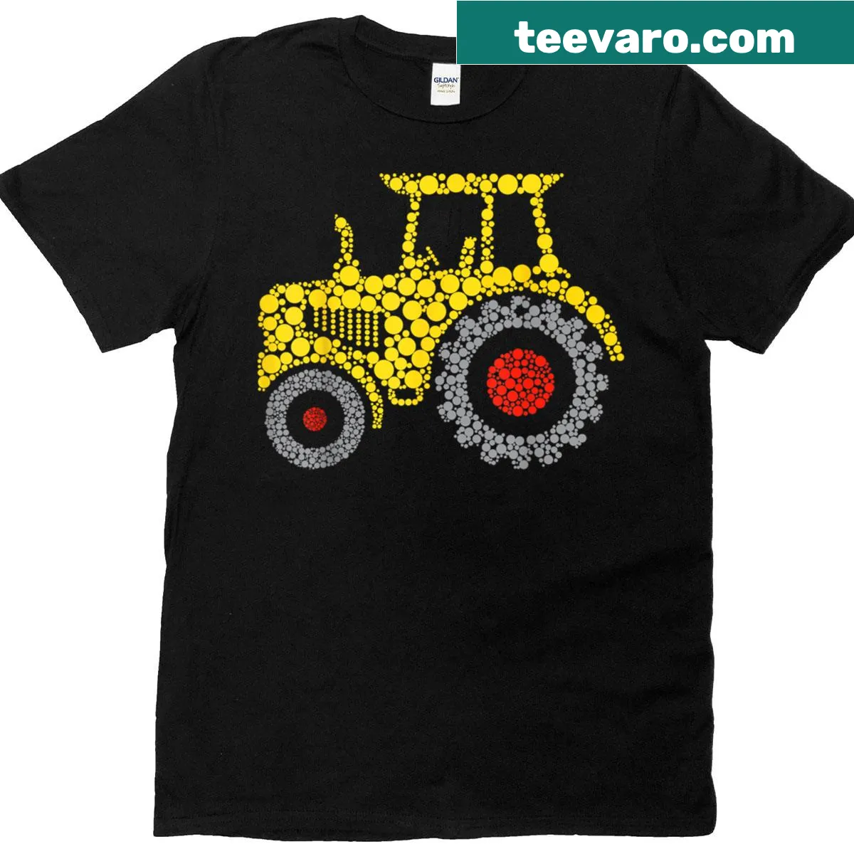 Cartoon tractor with polka dots for kids' T-shirt — on a men's t-shirt