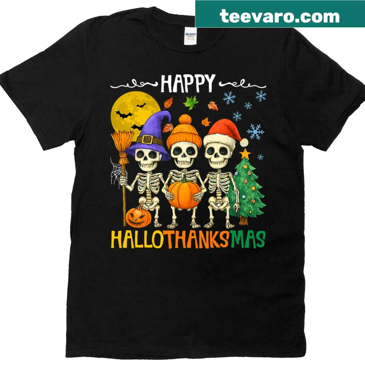 Funny holiday mashup skeleton graphic on t-shirt — on a men's t-shirt