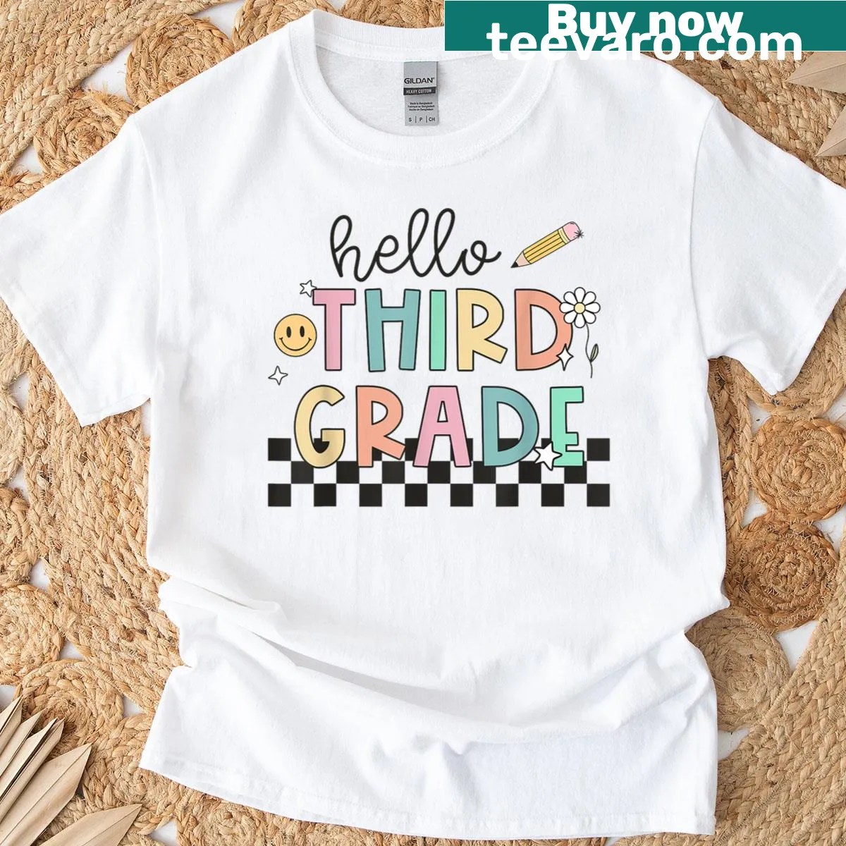 T-shirt featuring 'Hello 3rd Grade' and pencil graphics for kids — on a men's t-shirt