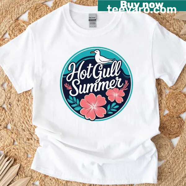 Playful Hot Gull Summer t-shirt with fun typography