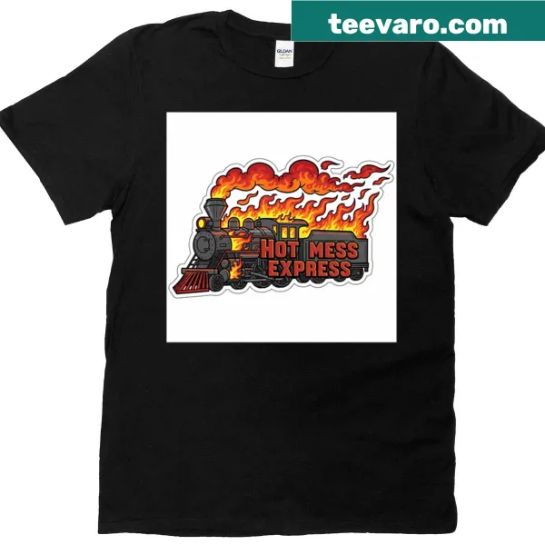 Oversized T-shirt with humorous 'Hot Mess Express' slogan