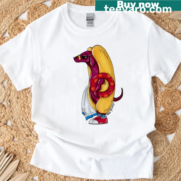 T-shirt featuring an illustration of a dog enjoying summer sun