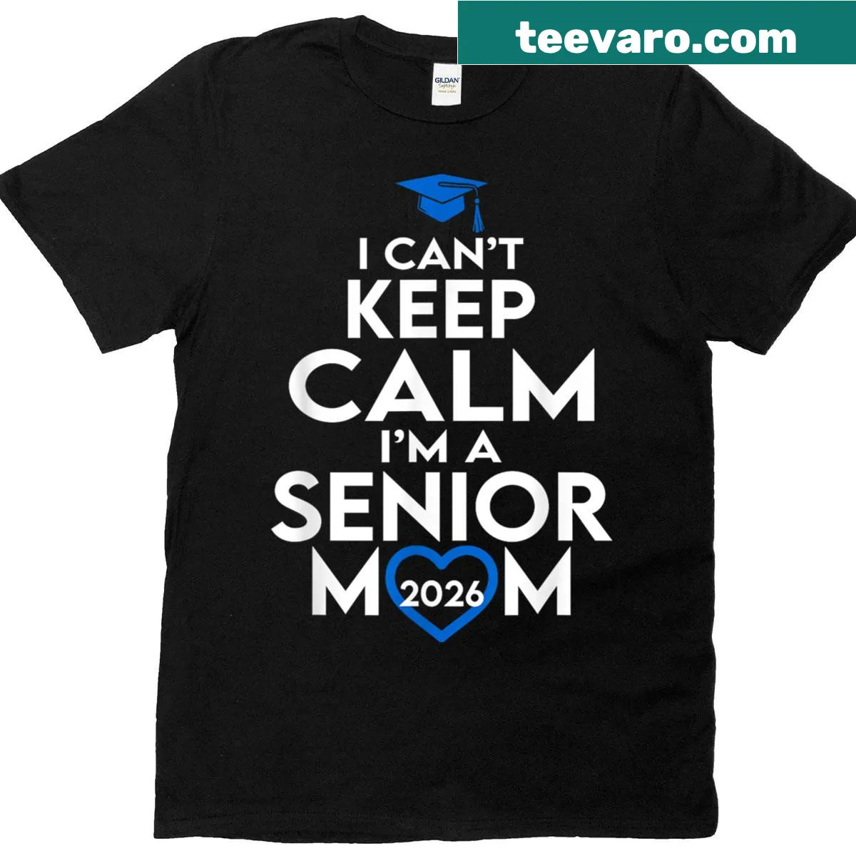 Proud Senior Mom T-shirt for the Class of 2026 with bold text design — on a men's t-shirt
