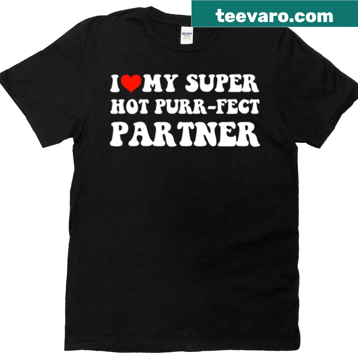 Heartwarming couple's t-shirt with humorous cat theme — on a men's t-shirt
