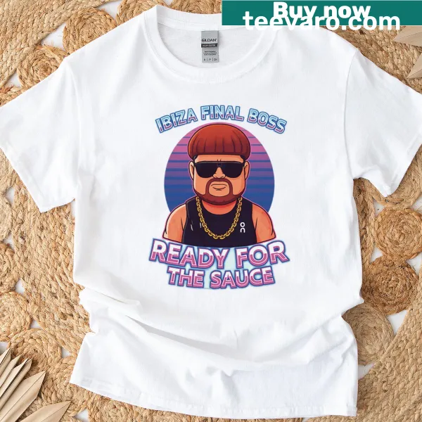 Graphic tee featuring Ibiza Final Boss character design