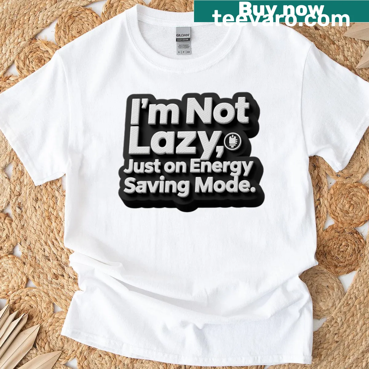 Funny t-shirt with 'Im Not Lazy' quote — on a men's t-shirt