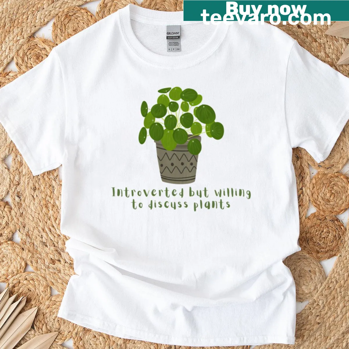 Cute plant design t-shirt with text for plant lovers — on a men's t-shirt