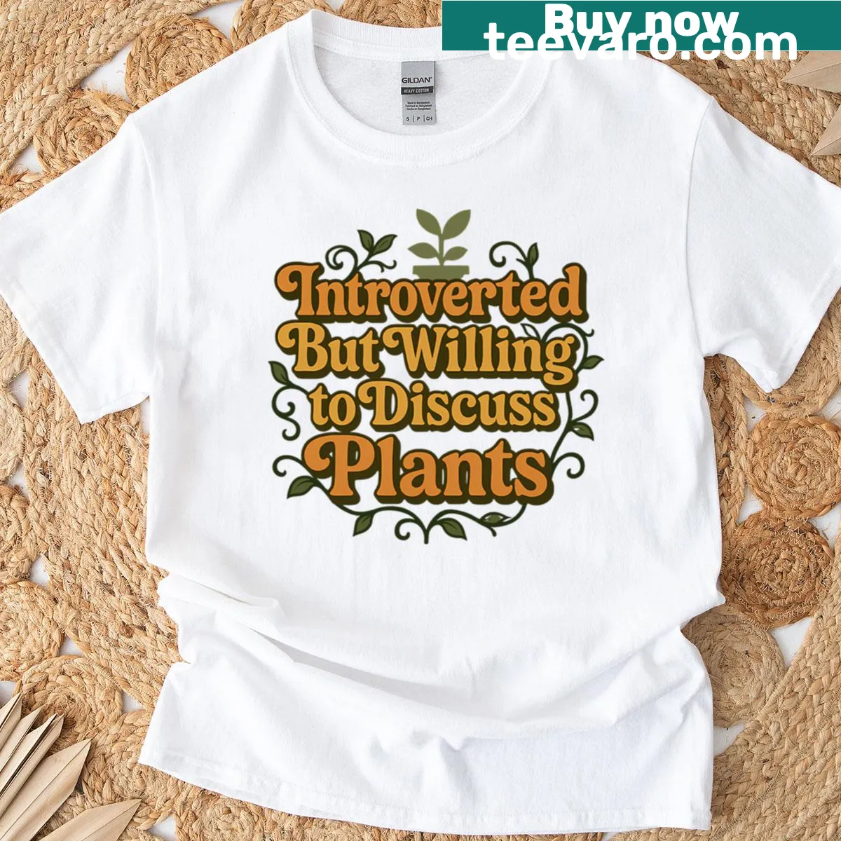 Retro-style shirt saying Introverted But Willing To Discuss Plants — on a men's t-shirt