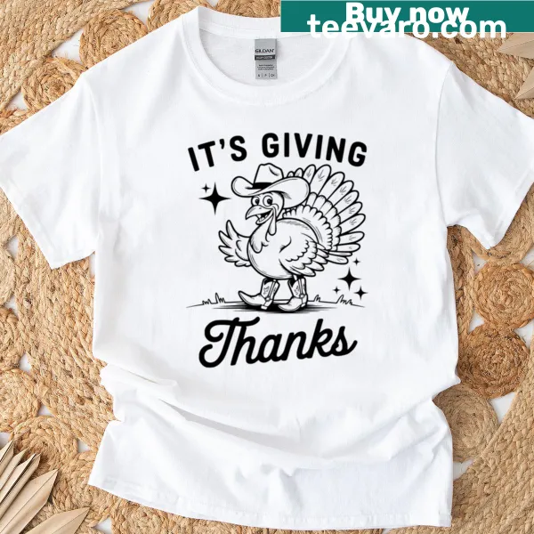 Thanksgiving-themed Its Giving Thanks t-shirt with cheerful lettering