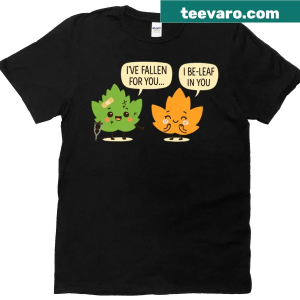 Cute tee featuring a pun about love and falling leaves