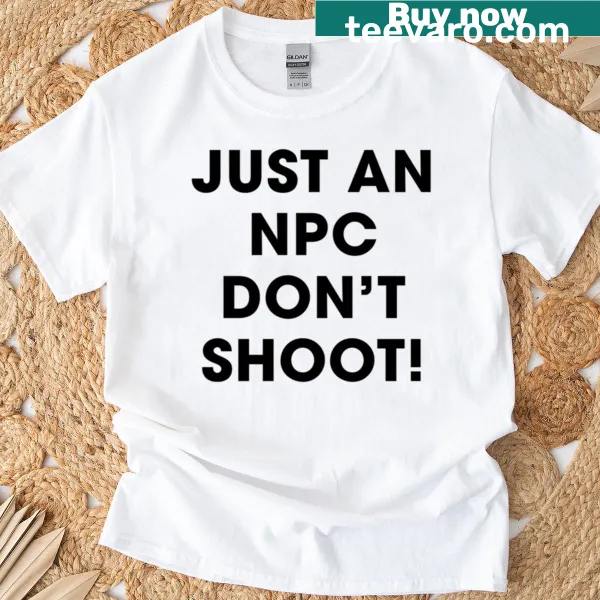 Funny gaming t-shirt with NPC quote in bold typography