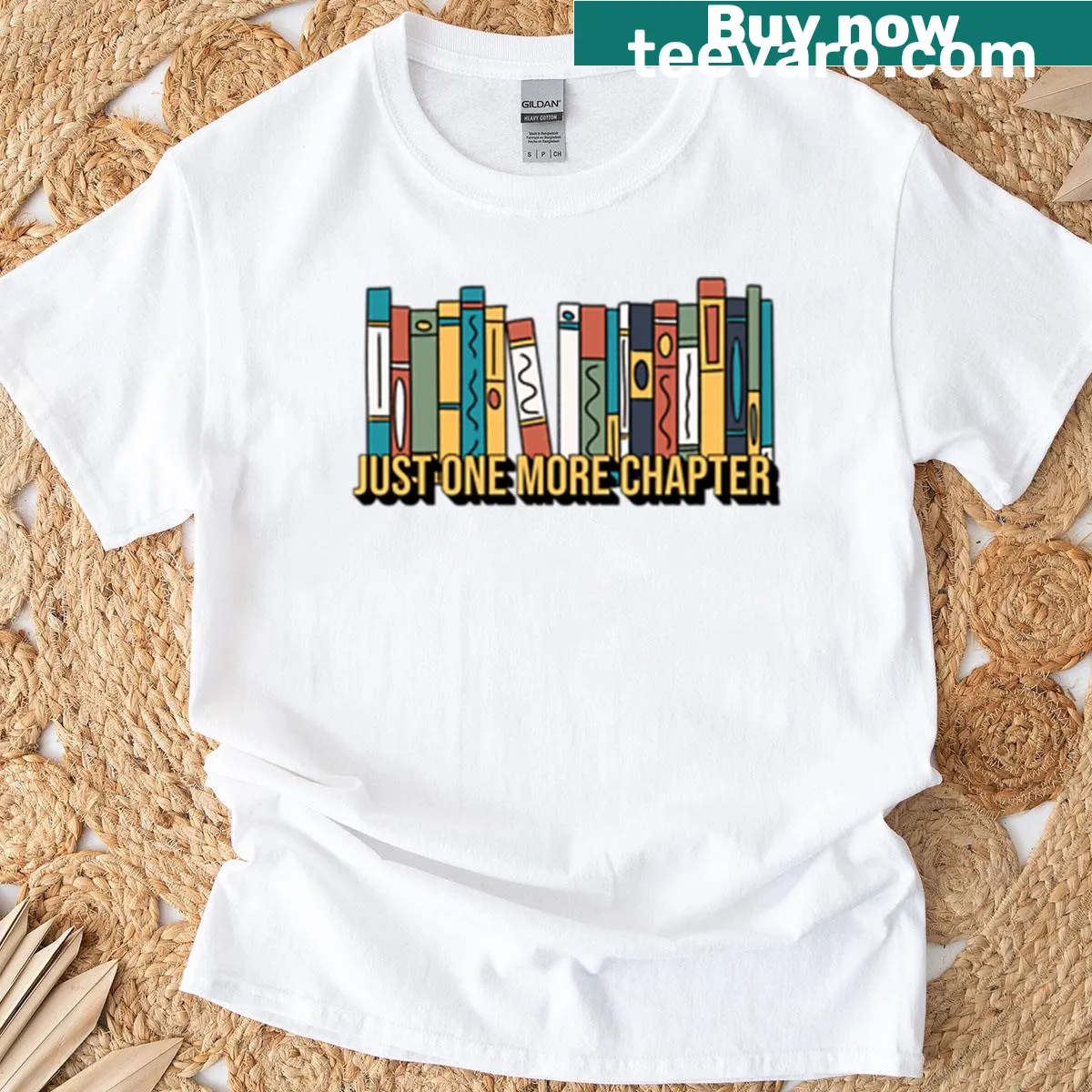 Book lover t-shirt with the quote Just One More Chapter — on a men's t-shirt