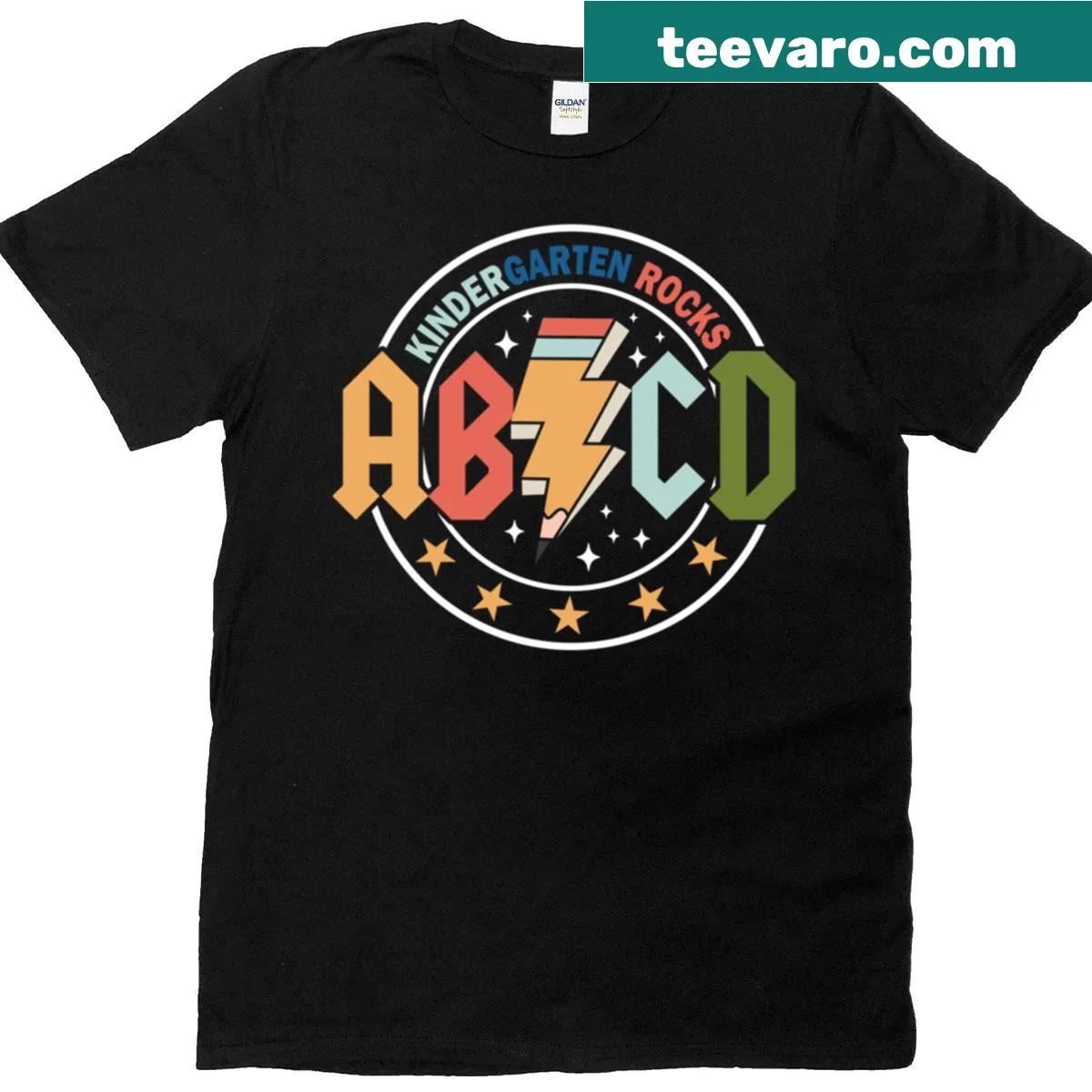 Retro design T-shirt celebrating kindergarten for teachers — on a men's t-shirt