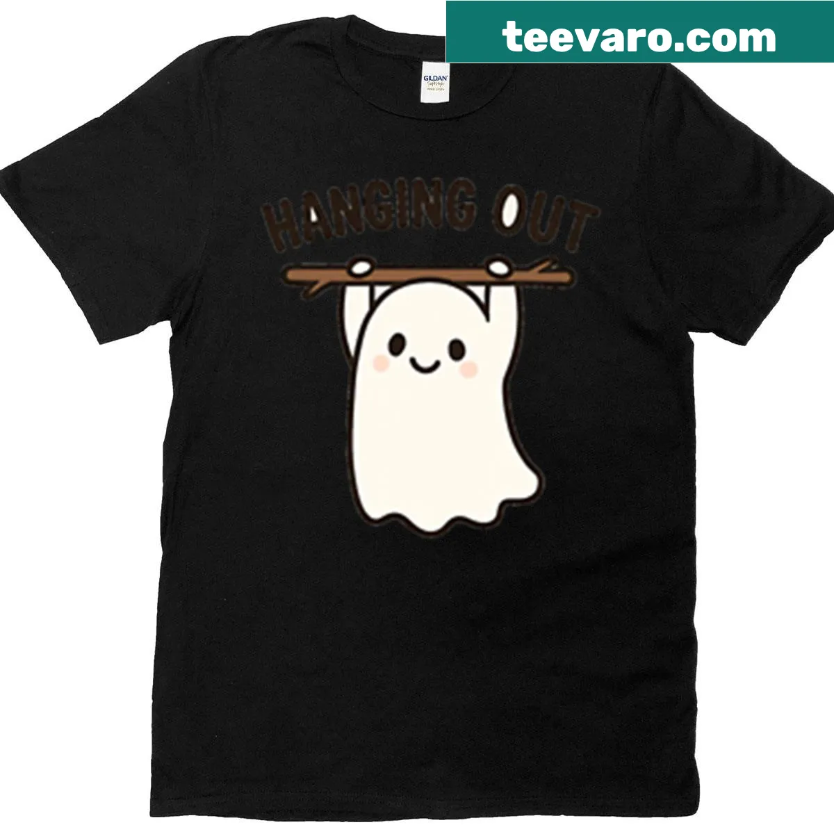 Cute oversized t-shirt with a friendly ghost illustration — on a men's t-shirt