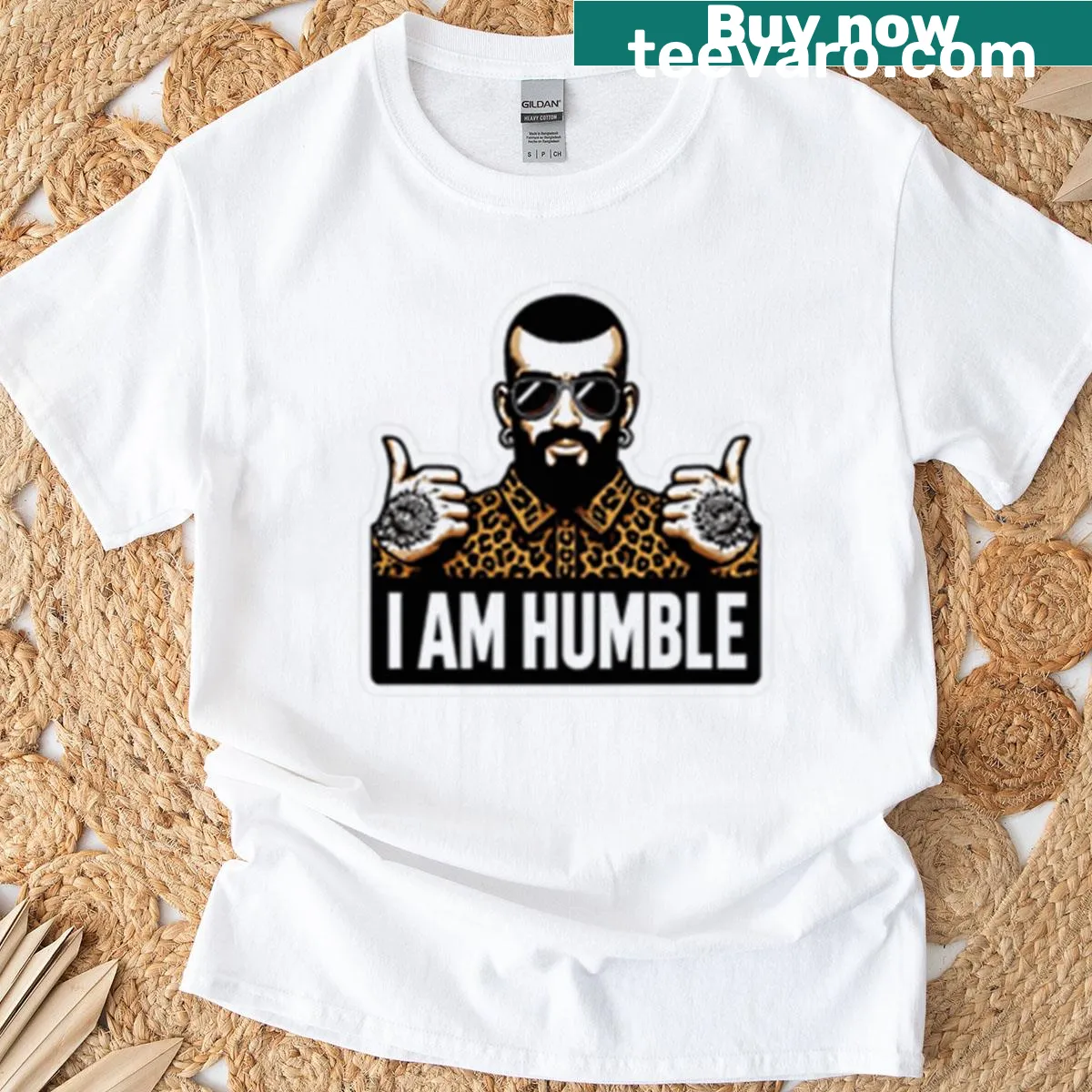 Motivational t-shirt with 'Looks Tough Stays Humble' text — on a men's t-shirt