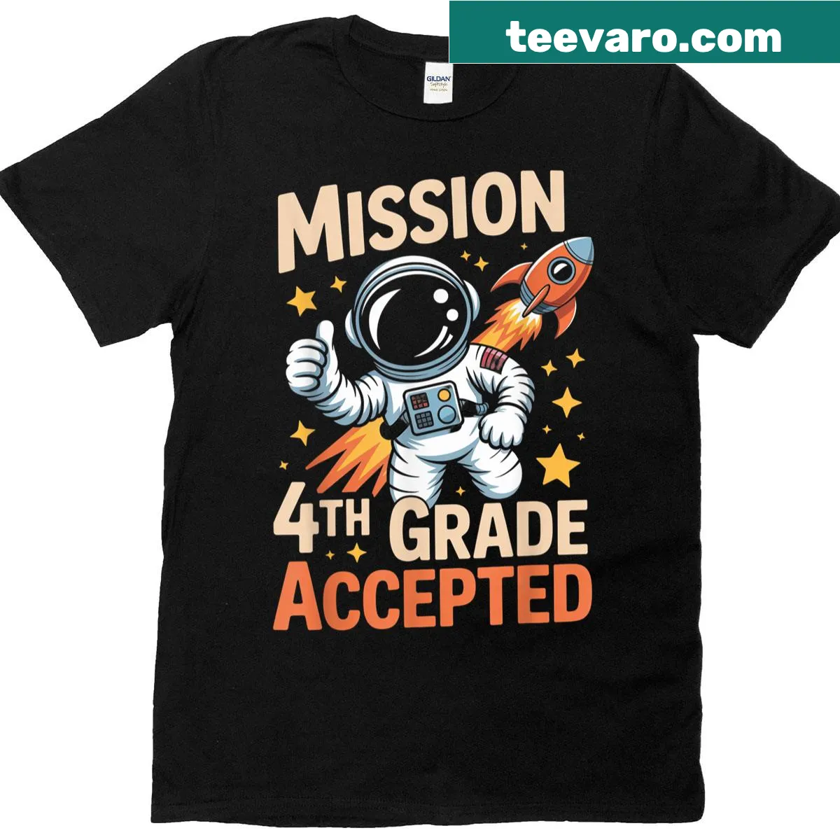 T-shirt with astronaut theme for 4th graders — on a men's t-shirt
