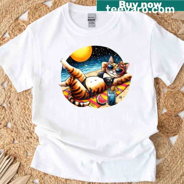 Whimsical moonlit bather t-shirt with serene illustration