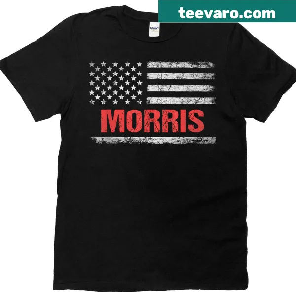 American flag design integrated with the name Morris on a t-shirt