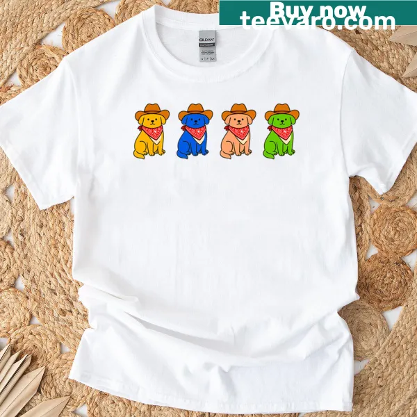 Playful dog graphic in cowboy attire