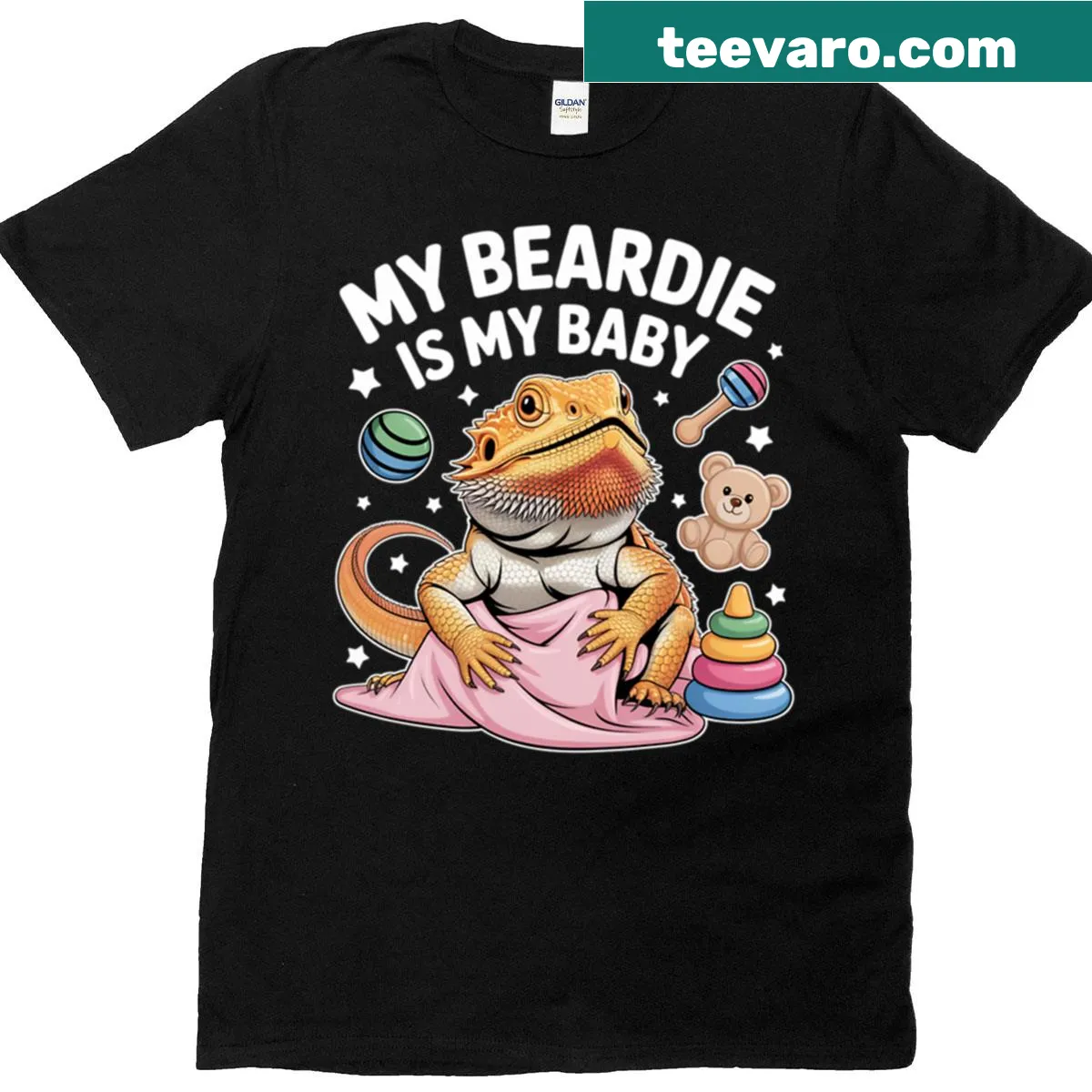 Cute shirt for bearded dragon lovers with fun text — on a men's t-shirt