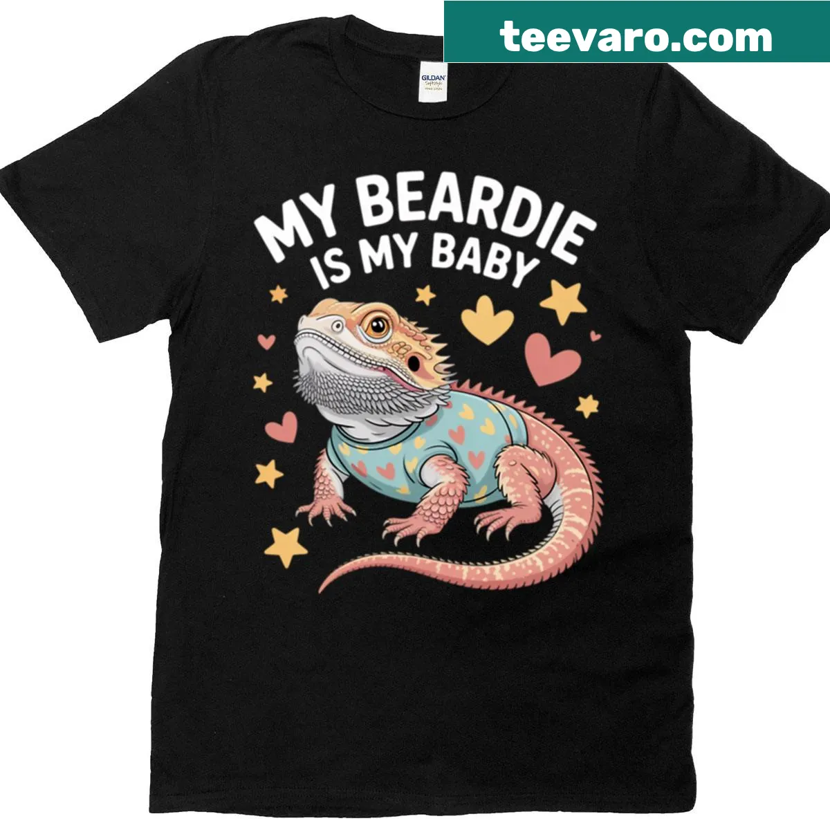 Oversized T-shirt featuring a funny bearded dragon graphic — on a men's t-shirt