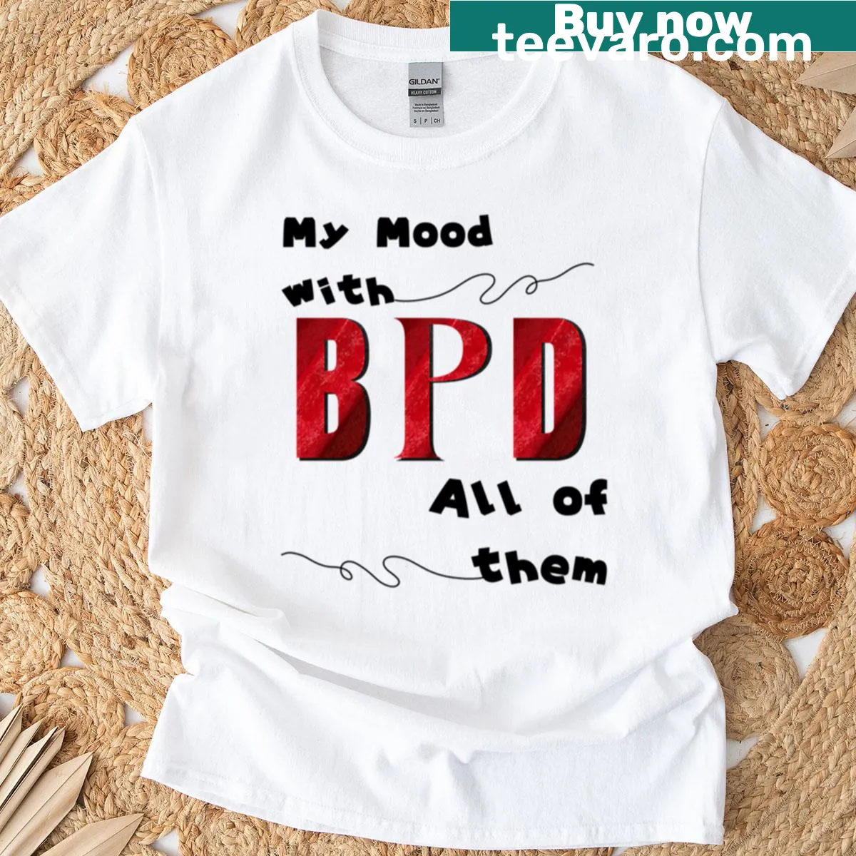 Text T-shirt about moods and BPD — on a men's t-shirt
