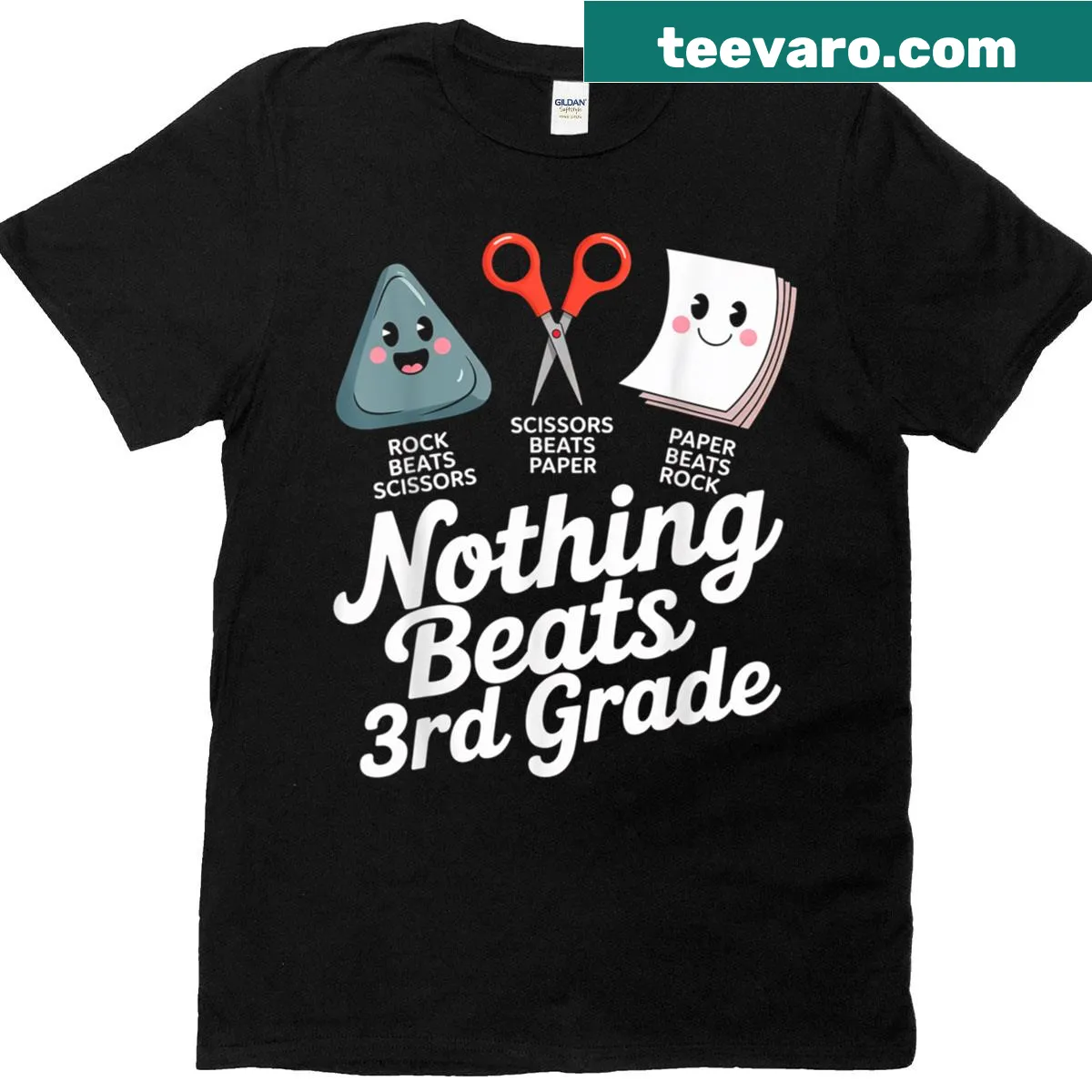T-shirt featuring 'Nothing Beats 3rd Grade' text design for students — on a men's t-shirt