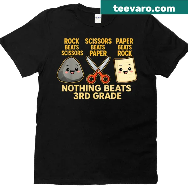 Funny t-shirt for teachers with the phrase 'Nothing Beats 3rd Grade'