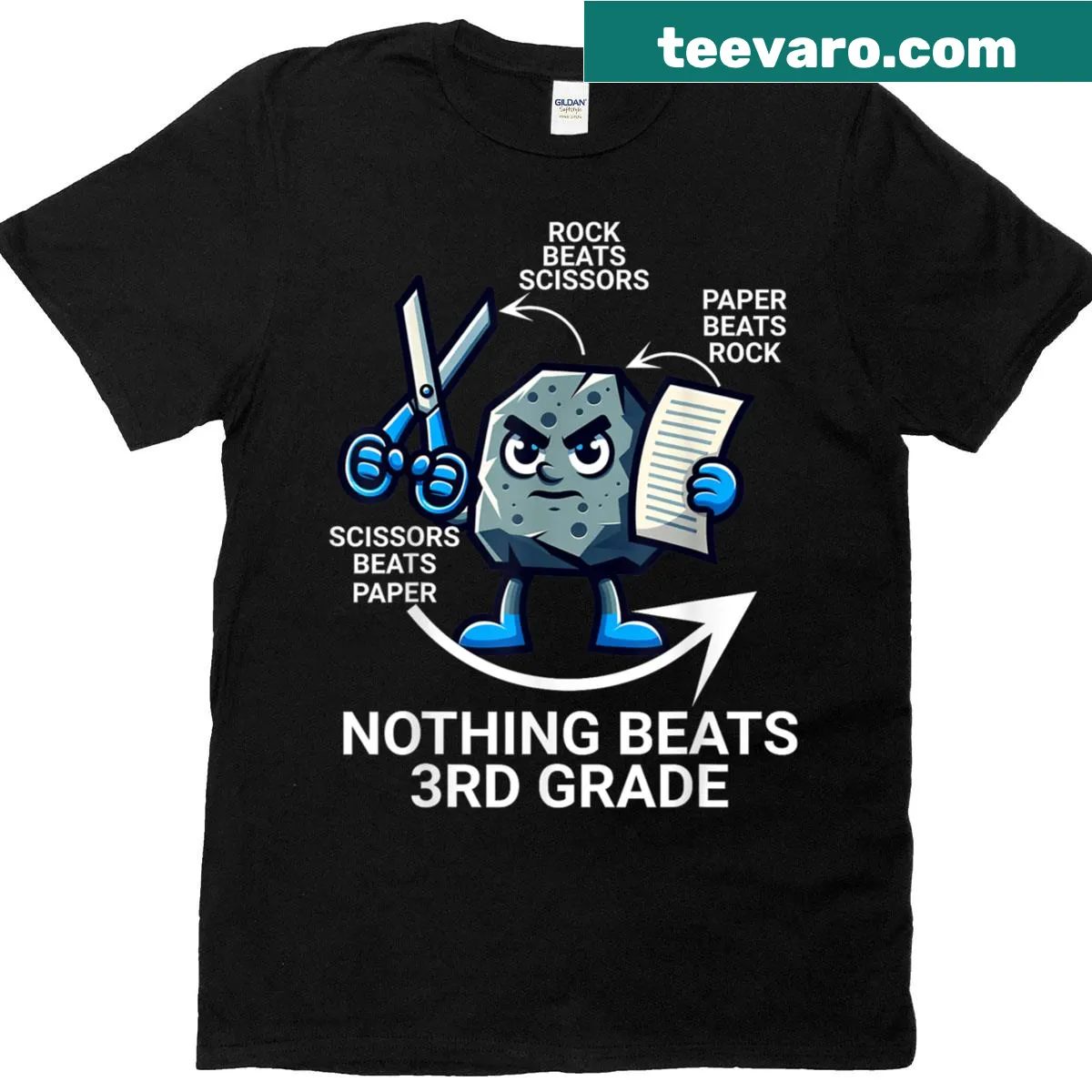 Funny T-shirt with 'Nothing Beats 3rd Grade' text for kids — on a men's t-shirt
