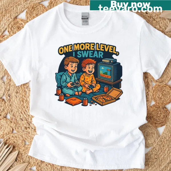 Retro gaming t-shirt with the phrase One More Level I Swear