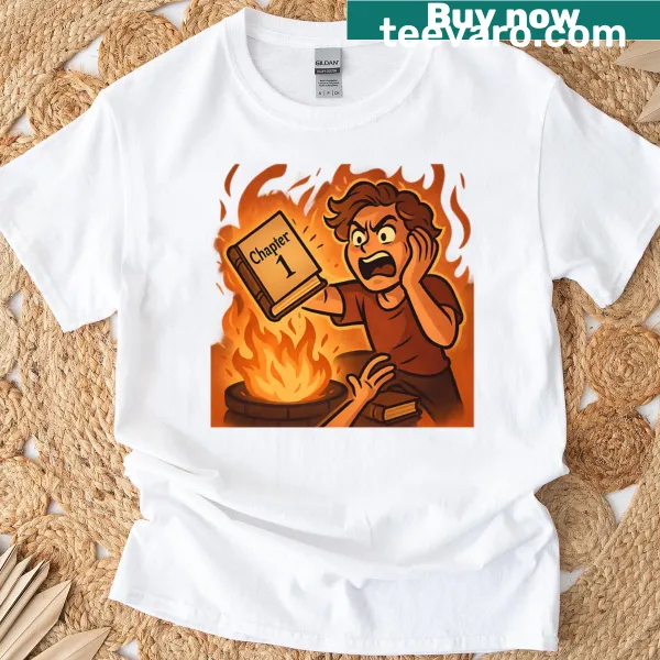 Book lover t-shirt with quote 'Page 1 Or Nothing' in bold text