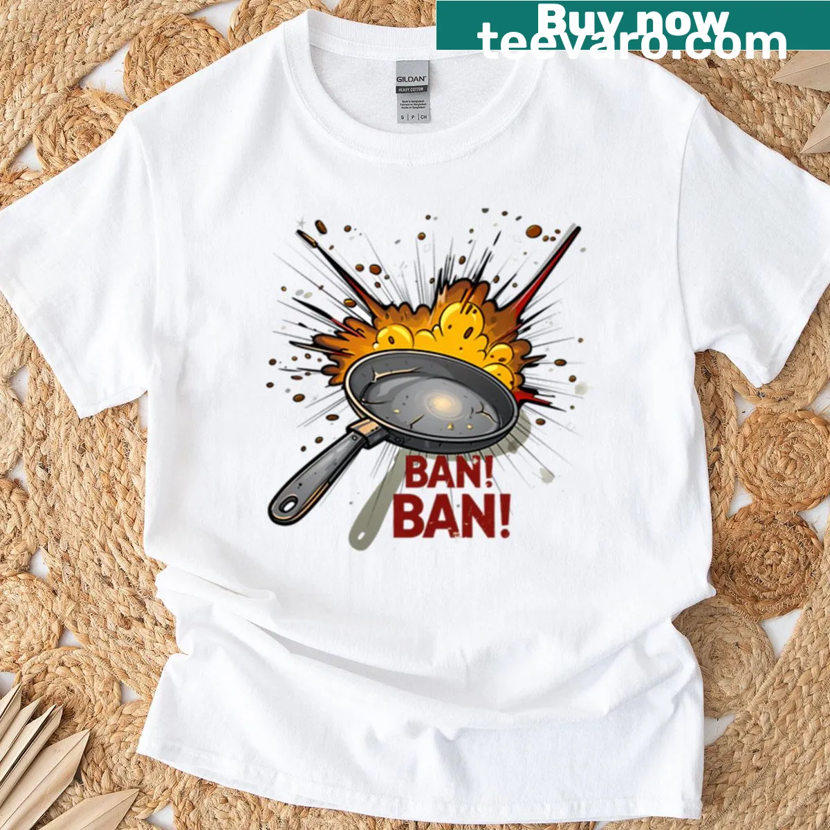 Gamer T-shirt with a frying pan illustration and the phrase 'Pan Is My Weapon' — on a men's t-shirt