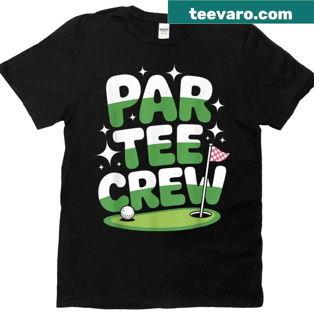 T-shirt with 'Par Tee Crew' text for golf enthusiasts — on a men's t-shirt