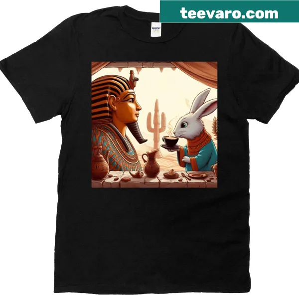 Cute Pharaoh with a bunny illustration on a t-shirt
