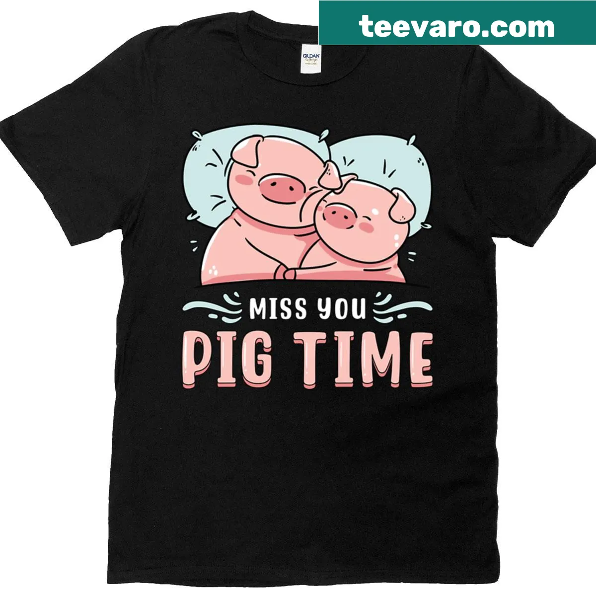 Illustration of pigs with 'Miss You Pig Time' text on T-shirt — on a men's t-shirt