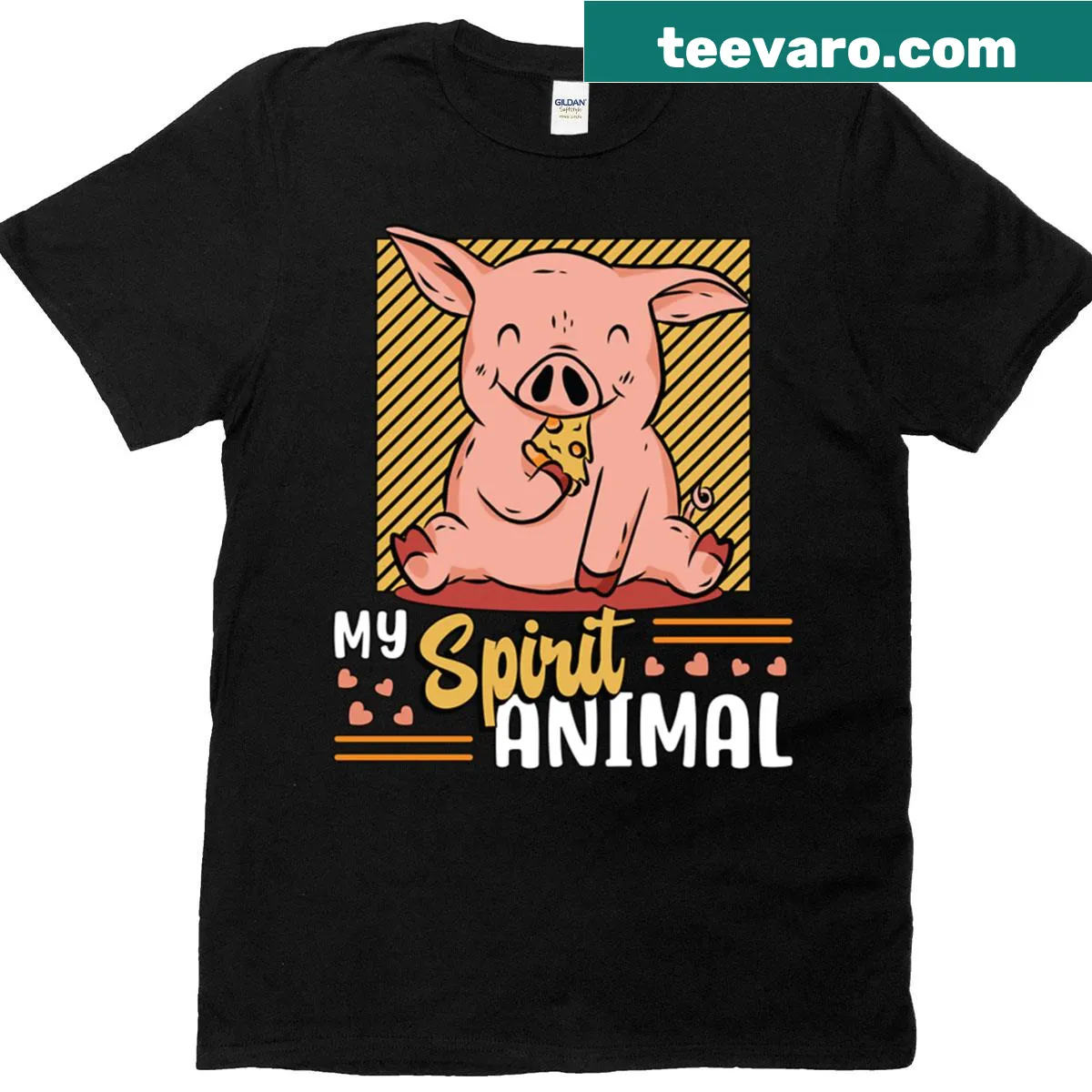 Oversized T-shirt with 'Pig Farming My Spirit Animal' text — on a men's t-shirt