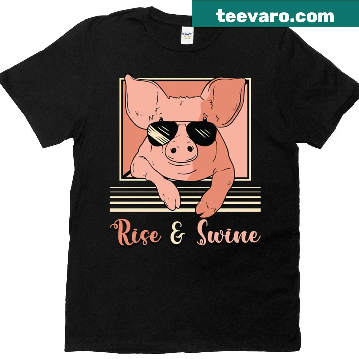 Vintage-style pig farming t-shirt with livestock graphic — on a men's t-shirt