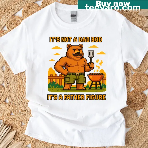 Pixelated bear grilling with humorous flexing pose.