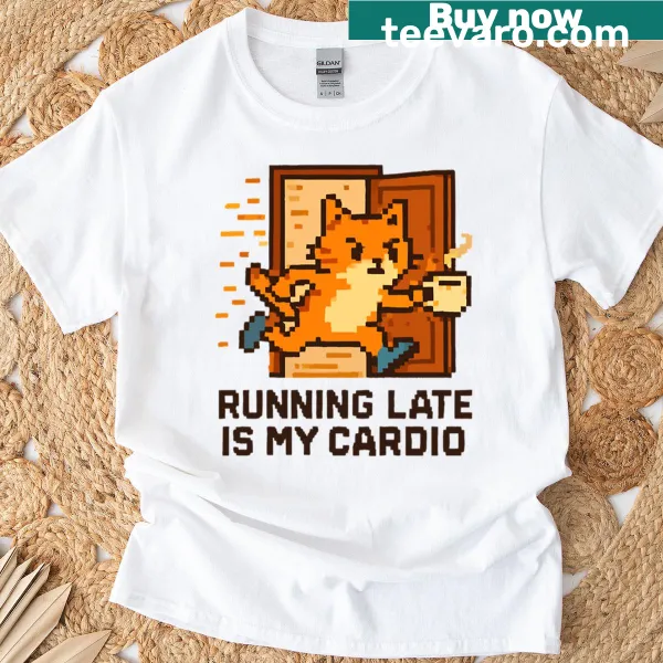 Pixelated fox seeking coffee in a playful graphic.