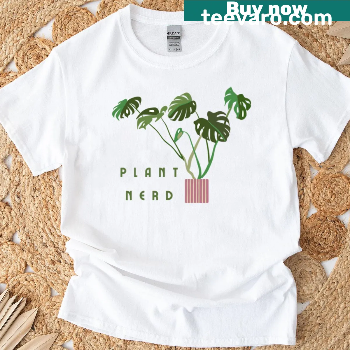 Cute Monstera leaf design on a t-shirt for plant lovers — on a men's t-shirt