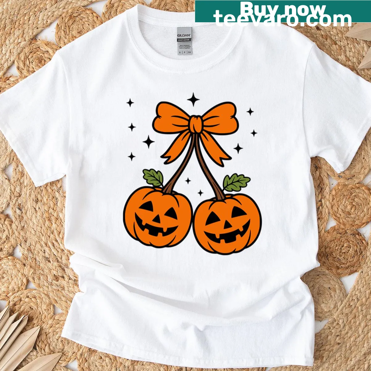 Illustration of pumpkins and cherries on a casual T-shirt — on a men's t-shirt