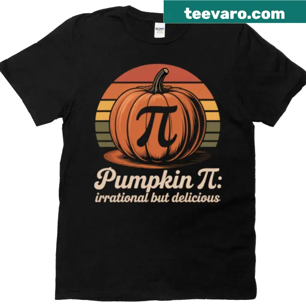 Playful T-shirt featuring pumpkin and pi symbol design