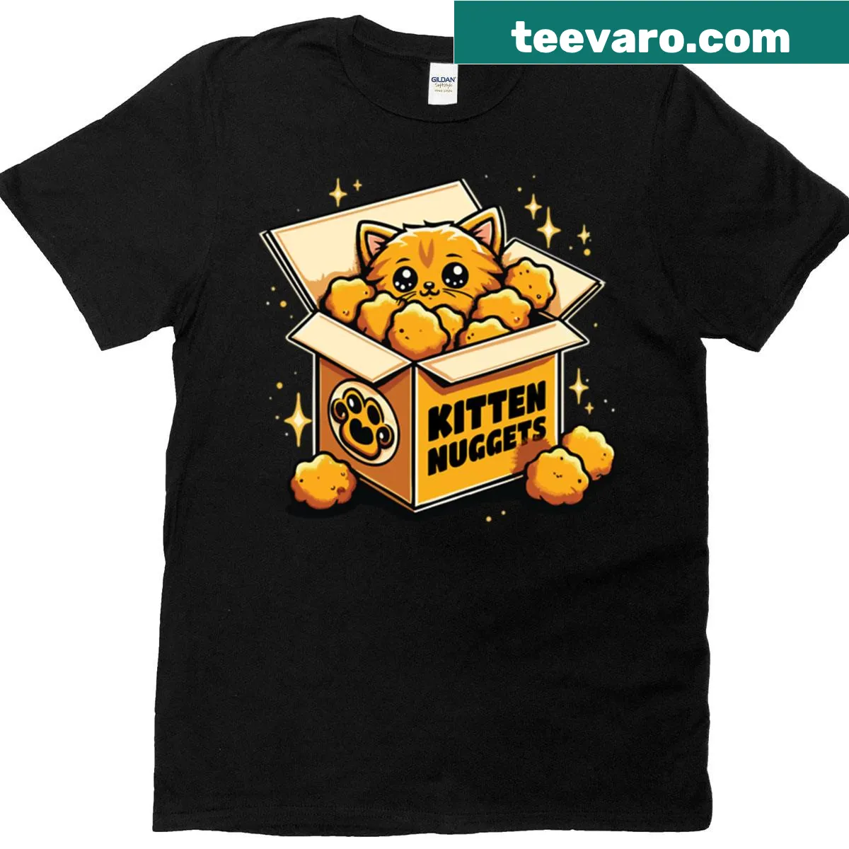 T-shirt with kittens and playful 'Purrfect Bites' graphic — on a men's t-shirt