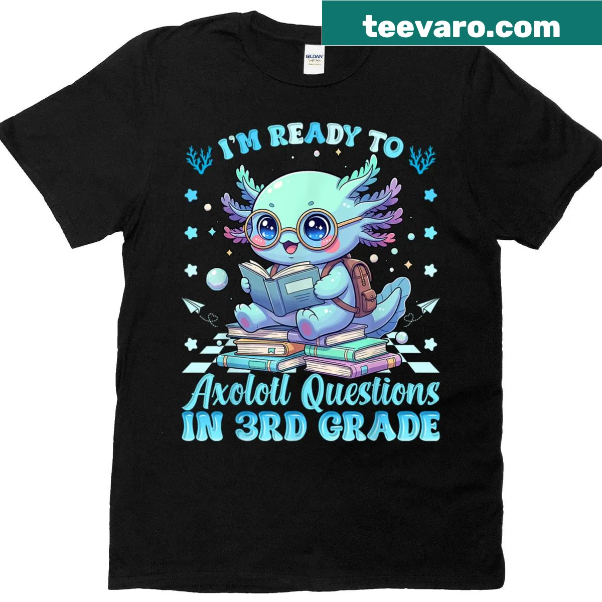 Illustration of an axolotl with the phrase Ready to 3rd Grade? — on a men's t-shirt