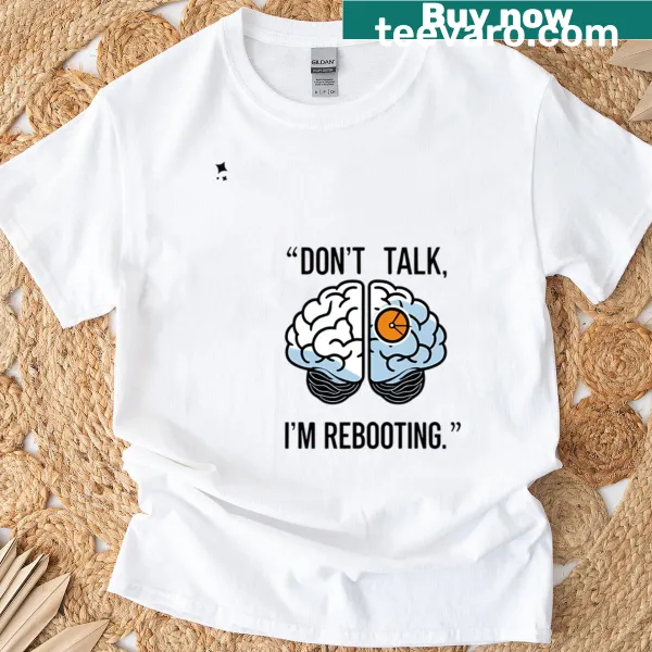 Illustrative graphic tee showing a brain and loading icon for humor