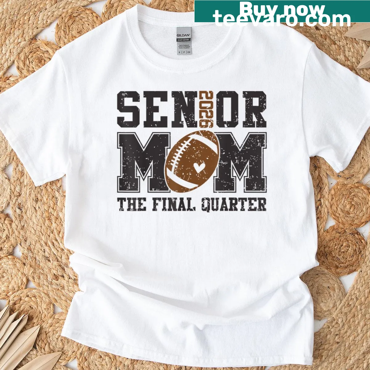 T-shirt for Senior Football Moms featuring 'Football Mama' and 'Class Of 2026' text — on a men's t-shirt