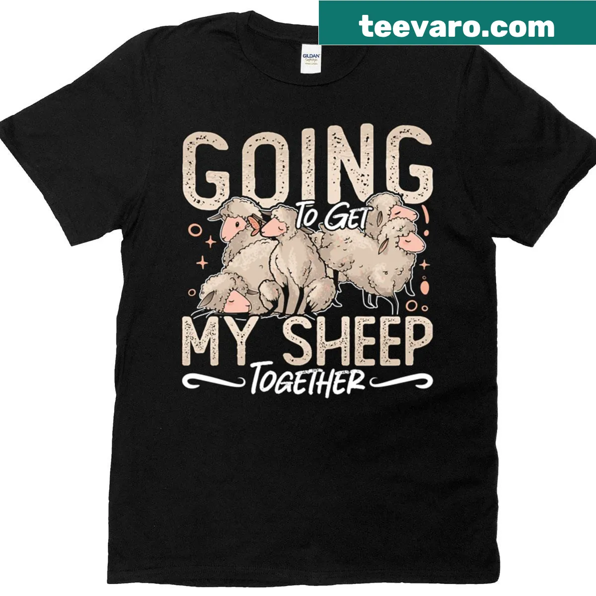 Oversized t-shirt featuring humorous sheep and goat farming illustrations — on a men's t-shirt
