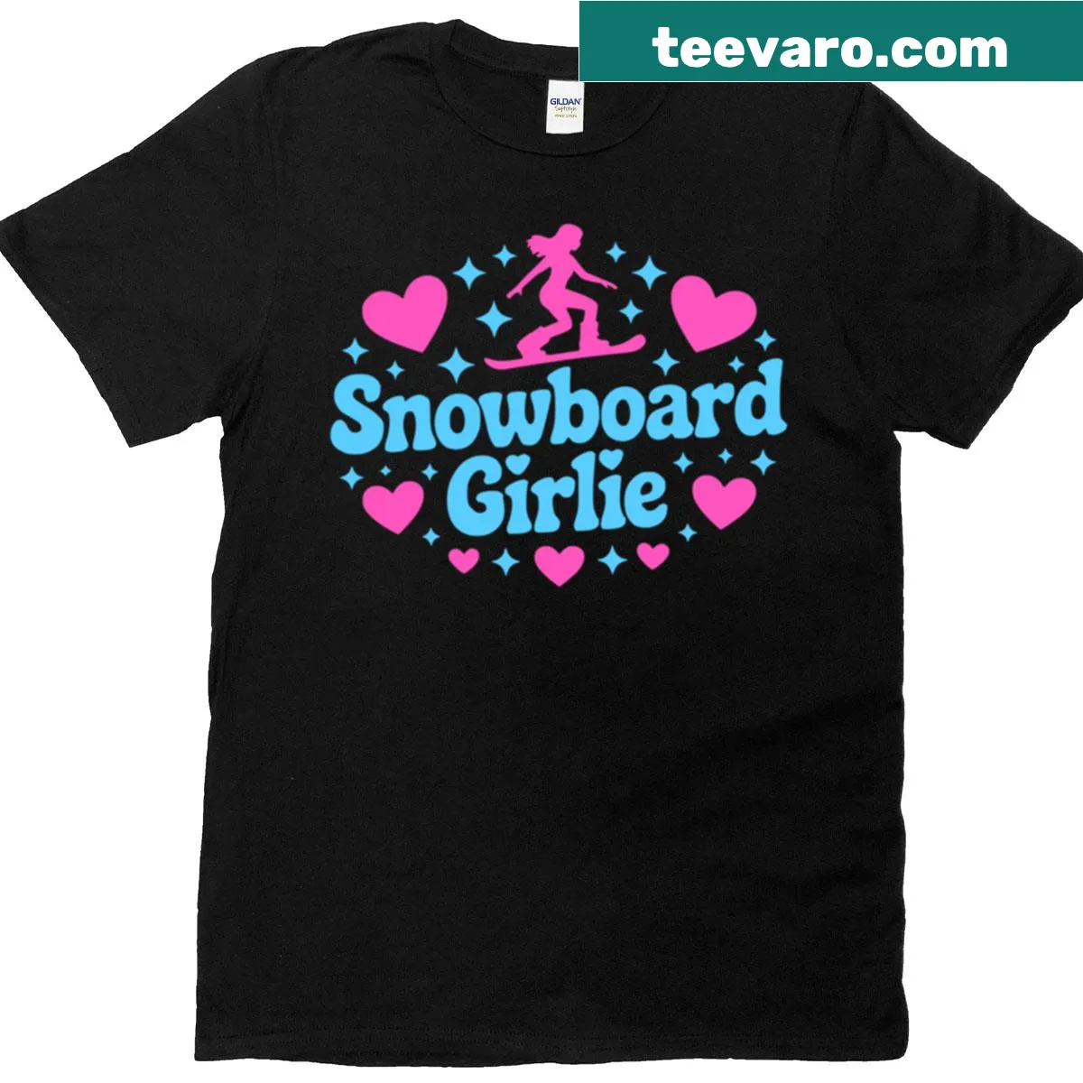 Illustration of a snowboard girl on a pink T-shirt — on a men's t-shirt