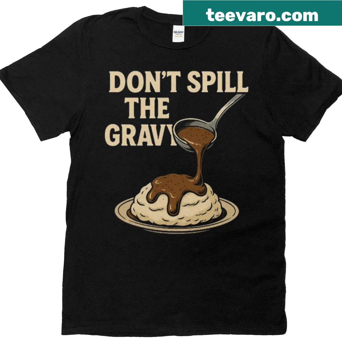 T-shirt with the phrase 'Spill the gravy' for food lovers — on a men's t-shirt