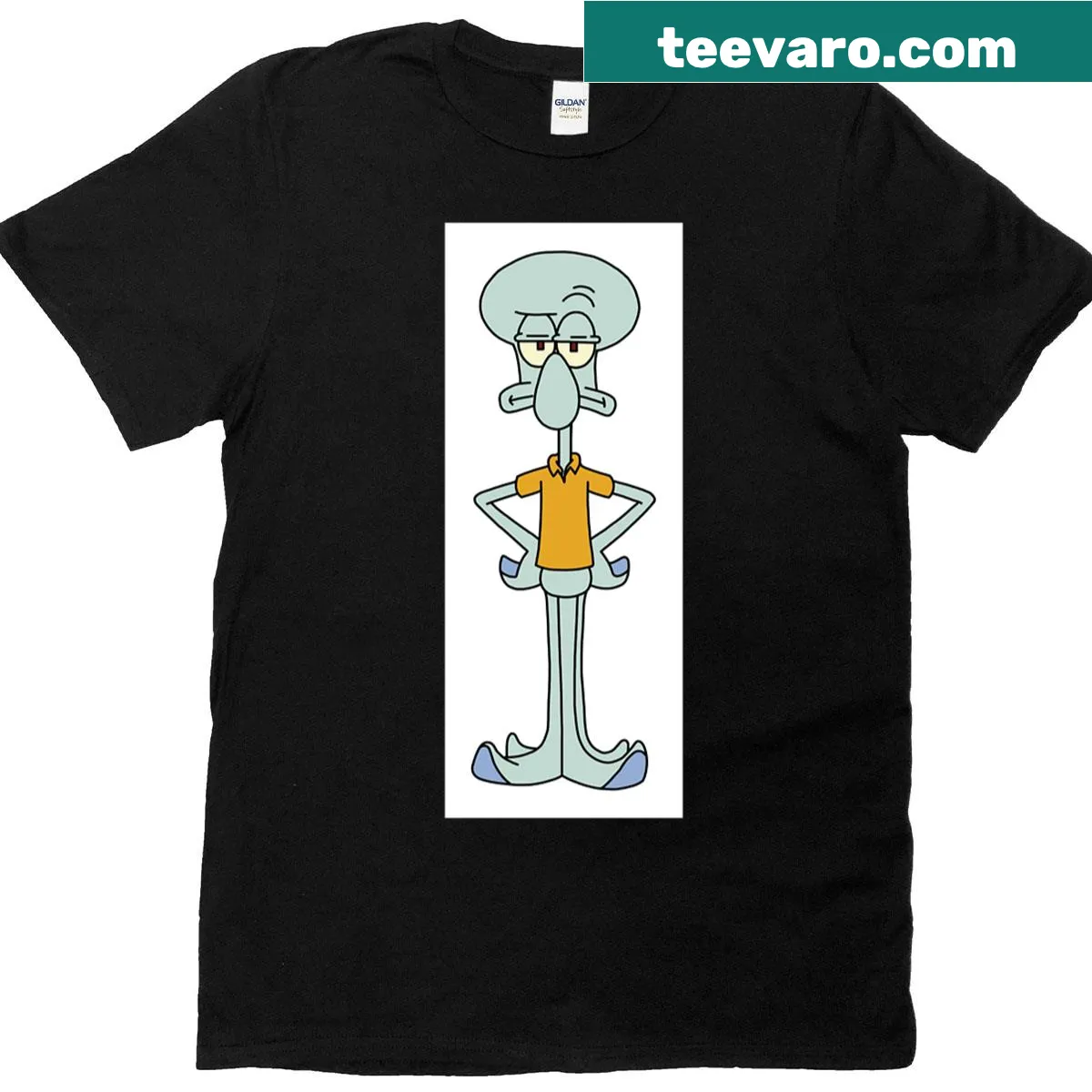 Cartoon T-shirt featuring Squidward Tentacles from SpongeBob — on a men's t-shirt